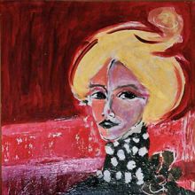 "Kobieta ze złotymi włosami" płyta, akryl 90x68