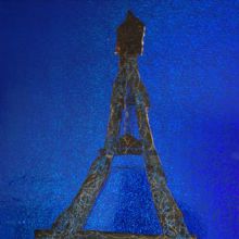 "Wieża Eiffel'a nocą" - płyta, akryl, folia 89*65